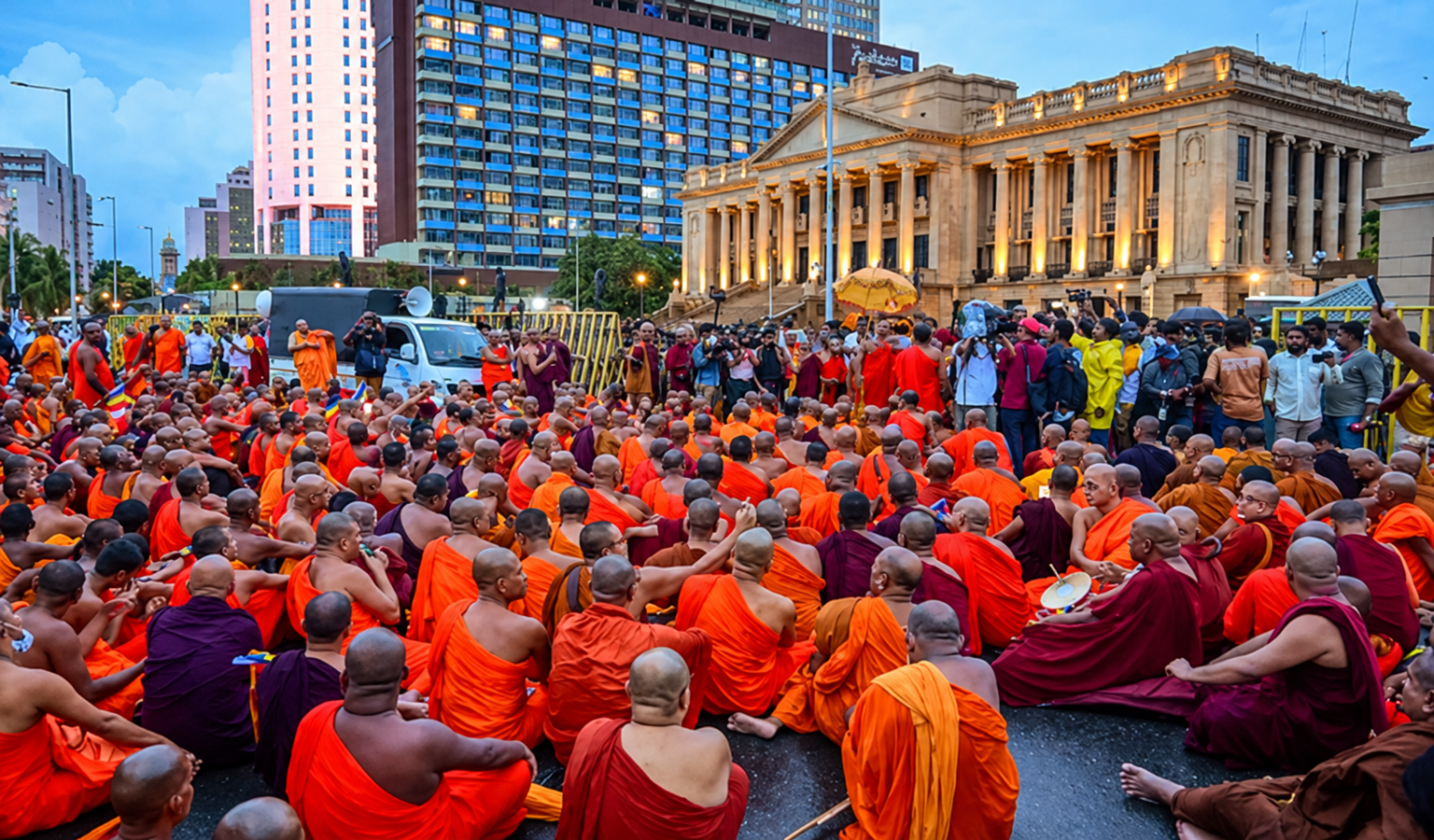 Court Orders Monks Protesting for Gnanasara Thero’s Release to Leave Presidential Secretariat