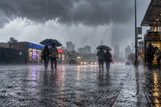 Red warning rain